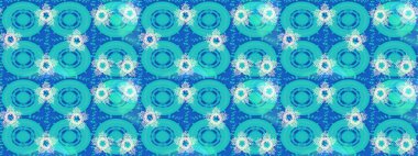 Mavi, nötr ve bej renkte kar tanelerinden oluşan kış deseni. Raster illüstrasyonu. Kış konsepti Düz yatıyordu.