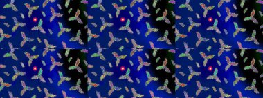 Raster mavisi, siyah ve yeşil kar tanesinden izole edilmiş. Güzel bir kış süsü. Renkli kar taneleri Raster illüstrasyonu.