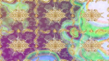 Altın elementlerle nötr renklerde altın desen. Düz elle çizilmiş klasik koleksiyon. Raster Golden eskiz kalıbı. Arkaplan, kumaş, altın duvar kağıdı.