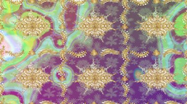 Geleneksel oryantasyon süsü. Klasik Raster altın desenini çiz. Altın elementlerle nötr renklerde altın desen. Klasik vintage arkaplan.