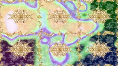 Skeç raster arka planı. Duvar kâğıdı barok, İspanyol kumaşı. Tarafsız renklerde altın elementler. Çiçek deseni. Şekil grafik deseni.