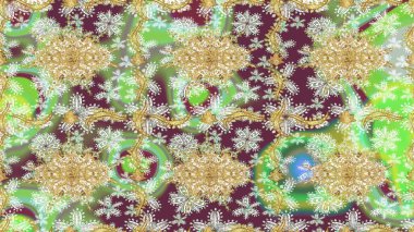 Barok tarzında eskiz oryantal süsü. Tarafsız renklerde ve altın elementlerle geleneksel klasik altın raster deseni.