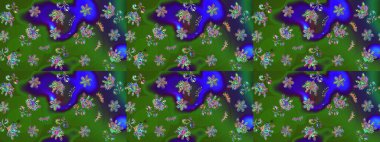 Raster illüstrasyonu. Güzel karalama çiçekleri olan kusursuz çiçek desenleri. Güzel kumaş deseni. Küçük çiçekte sevimli çiçek deseni var..