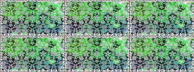 Raster illüstrasyonu. Yeşil renkli Asya tekstili. Kusursuz çiçek deseni.