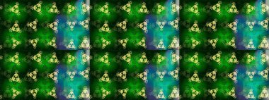 Renkli arka planda izole kar taneleri. Raster illüstrasyonu. Kar taneleri radyal yeşil, mavi ve gri renkler.