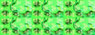 Raster illüstrasyon kar taneleri. Kışın sembolü. Güzel dekorasyon. Yeşil, sarı ve nötr renklerde suluboya kar taneleri.