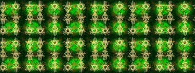 Bokeh yeşili, mavi, sarı ve kar taneleriyle dekoratif Noel arkaplanı. Raster illüstrasyonu.