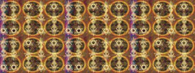 Kar tanelerinin soyut arkaplanı olan şirin bir Noel arkaplanı. Raster illüstrasyonu. Renkler. Noel ve yeni yıl moda baskıları için tatil tasarımı. Kahverengi, sarı ve turuncu kar taneleri.