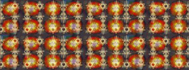 Modern stil dokusu. Çiçek desenli raster, kahverengi, gri ve kırmızı çizgi desenli soyut raster arkaplan.