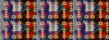 Kar tanelerinin soyut arkaplanlı Noel şablonu. Noel ve yeni yıl moda baskıları için tatil tasarımı. Raster illüstrasyonu. Gri, kahverengi ve mor kar taneleri.