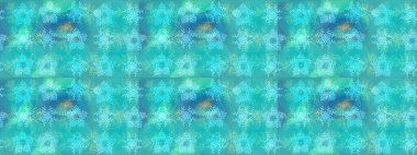 Yüzey için tekrarlanan doku, ambalaj kağıdı, mavi, yeşil ve nötr renkler üzerine kar tanesi. Kış kar taneleri, raster arka plan.