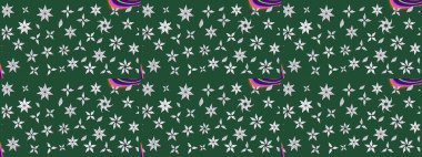 Renkli Yaz Temalı eskiz kalıbı. Raster Illustrasyon 'daki Çiçek Deseni' nin son moda çizimi. Düz Çiçek Elementleri Tasarımı. Güzel kumaş deseni.