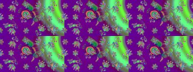 El çizimi. Çiçekli eskiz deseni. Suluboya çizimi. Mor renkte çiçekler.