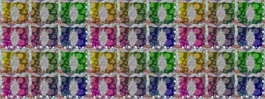 Bir sürü yeşil ve soyut çiçekli tropik, pürüzsüz bir desen. Küçük çiçekteki sevimli çiçek deseni. Varicologreen raster kusursuz illüstrasyon.