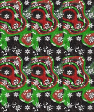 Küçük çiçekli yay deseni çiz. Suluboya tarzında yeşil renkte. Raster illüstrasyonu.