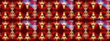 Sanat terapisi tarzı zen çizim için altın mandala şeklindeki kar tanelerini birleştirin. El çizimi, dövme stili, kumaş tasarımı ve Raster illüstrasyonunda kartlar..