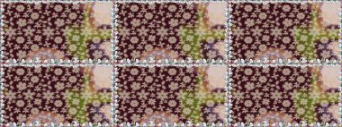 Raster illüstrasyonunda kusursuz çiçek deseni. Renkli Yaz Temalı Kusursuz Arkaplan. Kahverengi renkli çiçekler. Düz Çiçek Elementleri Tasarımı.