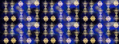 Kar tanelerinin soyut arkaplanlı Noel şablonu. Mavi, siyah ve mor kar taneleri. Raster illüstrasyonu. Noel ve Yeni Yıl moda baskıları için tatil tasarımı.