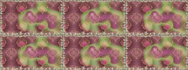 Düz Çiçek Elementleri Tasarımı. Kahverengi renkli çiçekler. Raster illüstrasyonunda kusursuz çiçek deseni. Renkli Yaz Temalı Kusursuz Arkaplan.