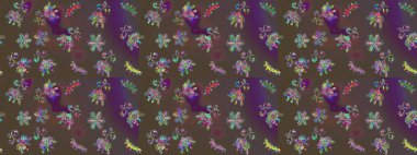 Raster illüstrasyonu. Kış kar tanesi, raster arka plan. Renkli arka planda izole kar taneleri. Yüzey için tekrarlanan doku, ambalaj kağıdı, kahverengi, gri ve mor renkler.