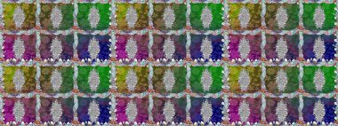 Şirin çiçekli kusursuz desen ve yeşil renkli yapraklar, suluboya çiçek deseni, duvar kağıdı, kart ya da kumaş için fayanslı. Raster illüstrasyonu.