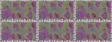 Çiçeksiz desenli, suluboya elle çizilmiş elementler. Parlak renkli fantezi çiçekleri, yapraklar, gri renkli tomurcuklar.