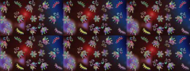 Kahverengi, mavi ve gri renklerde kar tanesinden yapılmış kış deseni. Kış konsepti Raster illüstrasyonu. Düz yatıyordu.