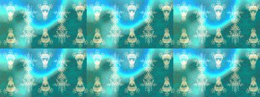 Motley illüstrasyonu. Küçük renkli çiçekler. Küçük çiçekte güzel bir desen. Moda baskıları için zarif bir şablon. Mavi, nötr ve yeşil çiçekli bahar çiçekleri.