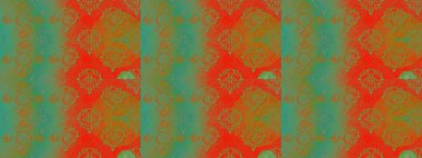 Çiçeksiz desenli nakış işlemeli gelincikler ve vadideki zambaklar. Tekstil tasarımı için geleneksel Raster çiçek buketi yeşil, turuncu ve kahverengi.