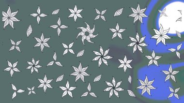 Çiçekler suluboya eskiz deseni. Raster Stili kumaş deseni.