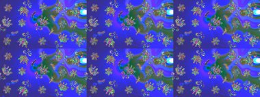 Mavi renkli çiçekler. Kusursuz Renksiz Bahar Temalı Kusursuz Arkaplan. Düz Çiçek Elementleri Tasarımı. Sevimli çiçek raster deseni.