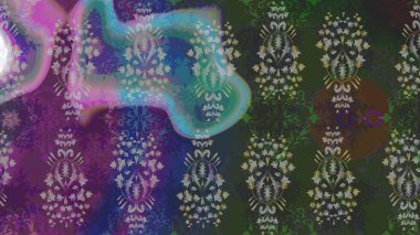 Raster illüstrasyonu. Hint süsü. Çizim kalıbı. Çiçek duvar kağıdı. Renkli süs kenarı. Gri renklerde.