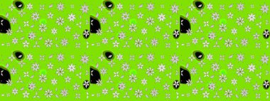 Raster. Düz Çiçek Elementleri Tasarımı. Renkli Bahar Teması çizim şablonu.