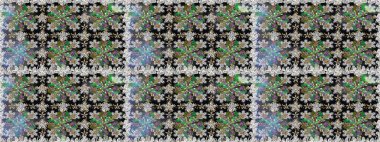 Modern gelişim, gri raster arka plan duvar kağıdı çizimi, klasik çizgi, desenli desenli çiçekler, çiçekli süsler. Çiçekli el, pürüzsüz desen..