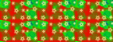 Kar taneleri koleksiyonu. Raster illüstrasyonu. Raster yeşili, kırmızı ve kahverengi kar tanelerinden izole edilmiş. Güzel kış süsleri..