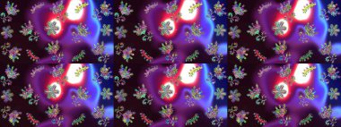 Çiçek deseni. Raster güzel kumaş deseni çiziyor. Renkli Bahar Teması eskiz kalıbı. Düz Çiçek Elementleri Tasarımı.