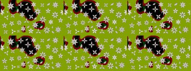 Raster deseni. Karalama çiçekleri çizim kalıbı. Sanat, çiçeklere ilham verir ve arka plan bırakır. Yeşil el çizimi desen.