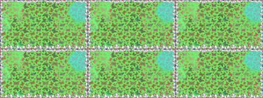 Raster illüstrasyonu. Giysi tarzı için yeşil arka planda dekorasyon. Farklı renkte kelebeklerden kusursuz. Tasarım için Raster Kelebekleri. Fantezi renkli resimler koleksiyonu.