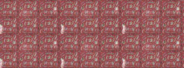 Yapraklı çiçekler ve pembe, kırmızı ve nötr renklerde papatya çiçekleri. Eskiz arkaplan modeli. Raster - stok.