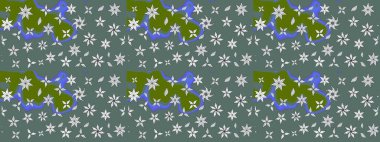 Düz Çiçek Elementleri Tasarımı. Chichi 'nin kumaş kalıbını çiz. Çiçek deseni. Raster illüstrasyonu. Renkli Bahar Teması çizim şablonu.