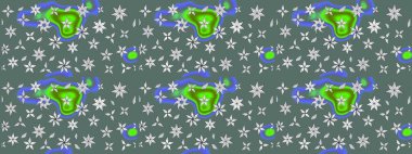 Çiçek deseni. Chichi 'nin kumaş kalıbını çiz. Renkli Bahar Teması eskiz kalıbı. Raster illüstrasyonu. Düz Çiçek Elementleri Tasarımı.