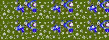 Renkli Bahar Teması eskiz kalıbı. Düz Çiçek Elementleri Tasarımı. Raster illüstrasyonundaki çiçek desenli çizim. Süslü kumaş deseni.