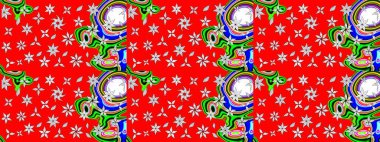 Renkli Bahar Teması eskiz kalıbı. Düz Çiçek Elementleri Tasarımı. Raster Modaya uygun kumaş deseni. Kırmızı renkli şirin çiçek deseni.