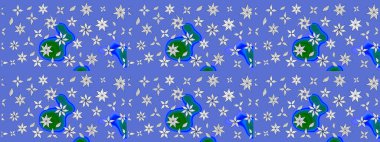 Düz Çiçek Elementleri Tasarımı. Renkli Bahar Teması eskiz kalıbı. Mavi renkli, zarif çiçek buketli suluboya. Raster illüstrasyonu.