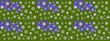 Arkaplan dokusu, duvar kağıdı, yeşil renkli çiçek teması. Kabile sanatı boho baskısı, klasik çiçek arkaplanı. Soyut etnik raster çizim kalıbı.