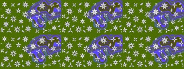 Raster illüstrasyonundaki çiçek desenli çizim. Yeşil renkli çiçekler. Renkli Bahar Teması eskiz kalıbı. Düz Çiçek Elementleri Tasarımı.