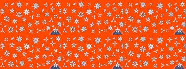 Raster deseni. Raster illüstrasyonu. Küçük çiçekteki sevimli çiçek deseni. Turuncu renkte yaz çiçekleri..