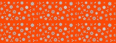 Renkli Bahar Teması eskiz kalıbı. Turuncu renkli çiçekler. Raster illüstrasyonundaki çiçek desenli çizim. Düz Çiçek Elementleri Tasarımı.