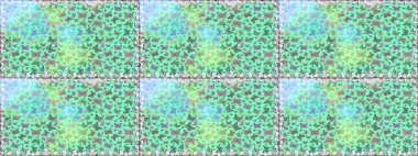 Kumaş, tekstil, baskı ve davetiye örnekleri. Kusursuz desen. Raster. Mavi ve yeşil arka planda uçan güzel kelebek. Doğada Güzellik.