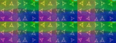 Kar taneleri radyal altın renkler verir. Renkli arka planda güzel kar taneleri. Raster illüstrasyonu..